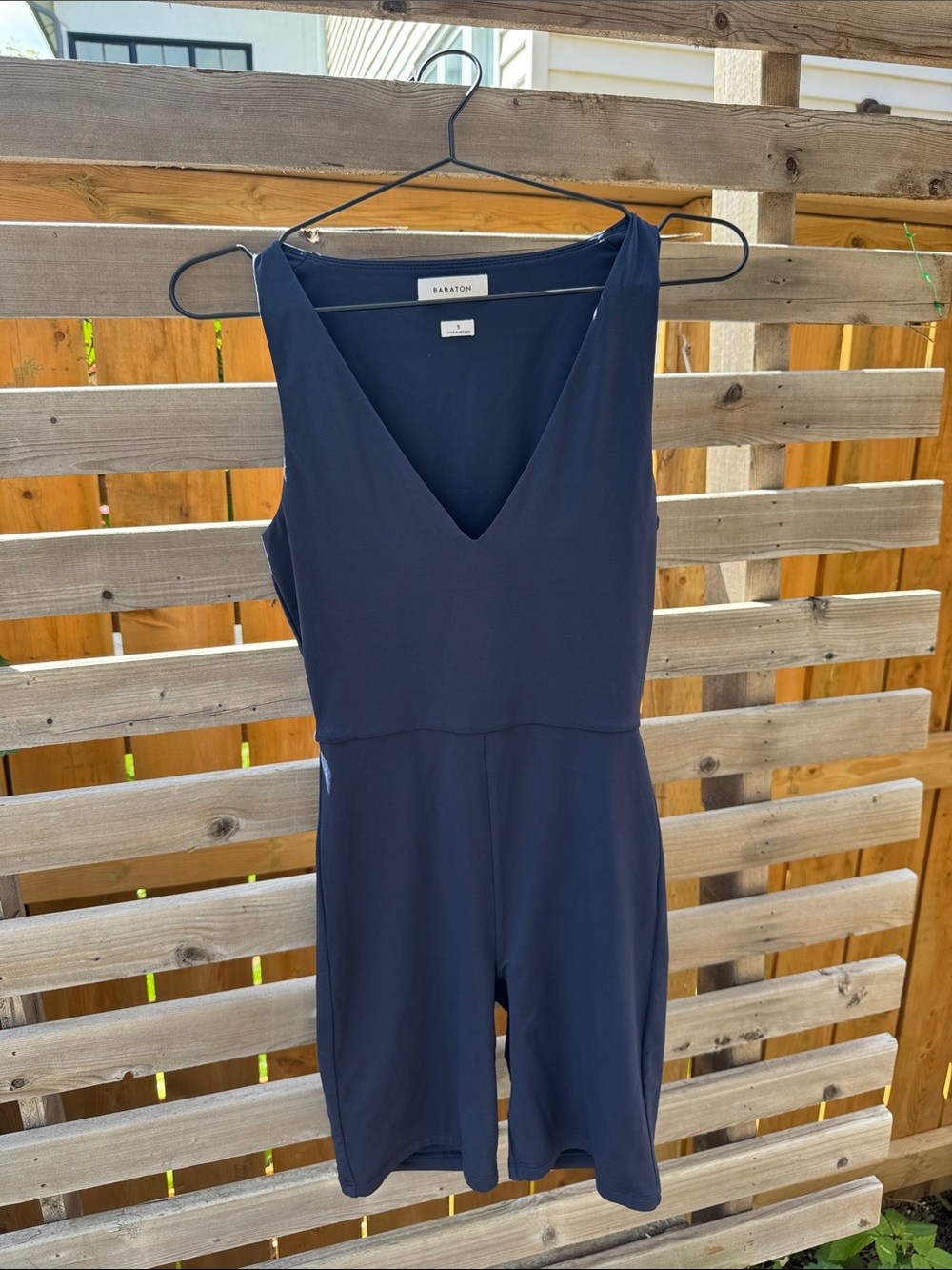 Babaton Navy Sleeveless V-Neck Shorts Unitard